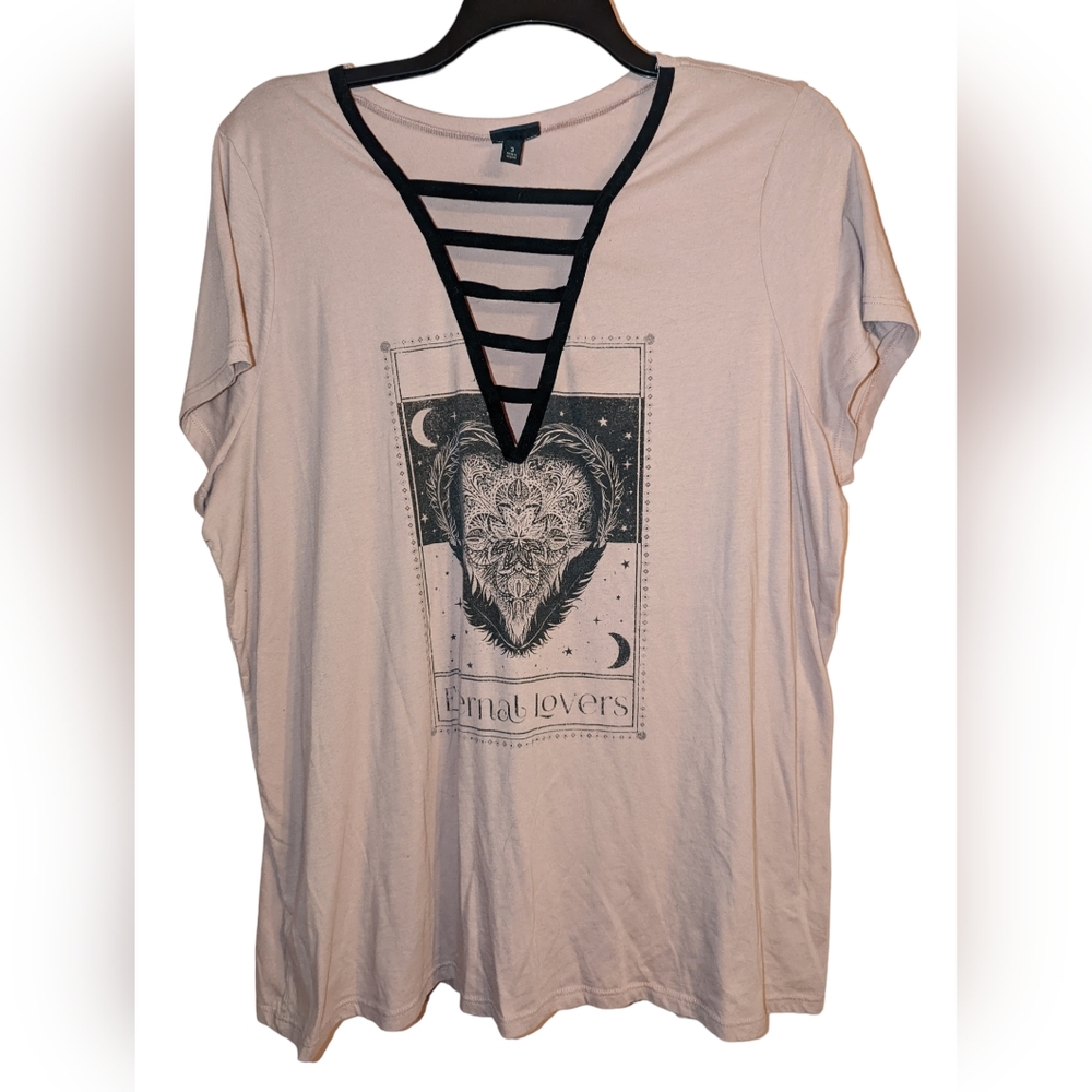 Torrid 3X Deep V Pink T-shirt "Eternal Lovers"